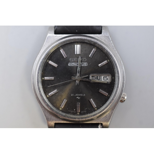 119 - Seiko 5 Actus 21 Jewels Automatic Day / Date Gents Watch with Leather Strap (Working)