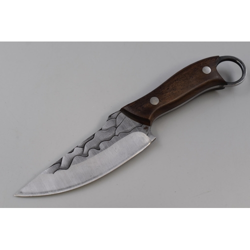 277 - A Rosewood Handle Damascus Steel Knife, With Sheath