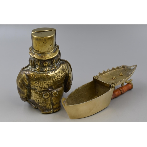 284 - Heavy Brass Transvaal Money Box and a Small Brass Slug Iron