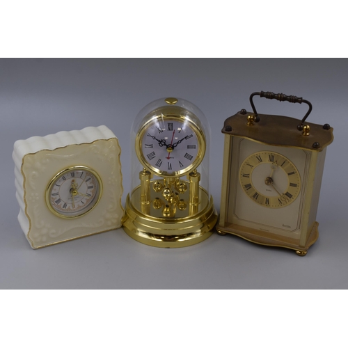 290 - Three Various Clocks to include Anniversary, Mantle and Other