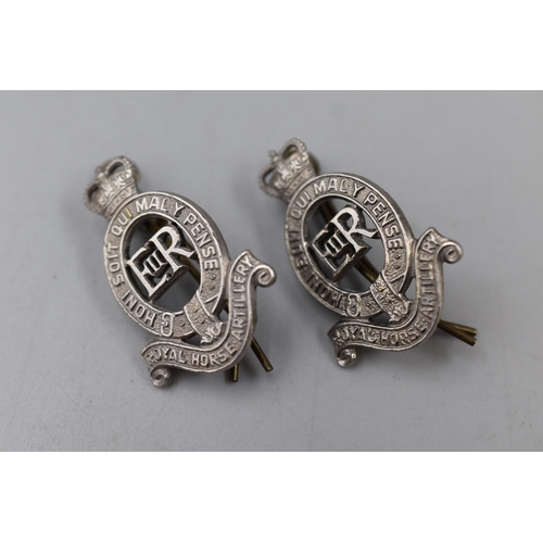 302 - Pair Royal Horse Artillery Cap Badges