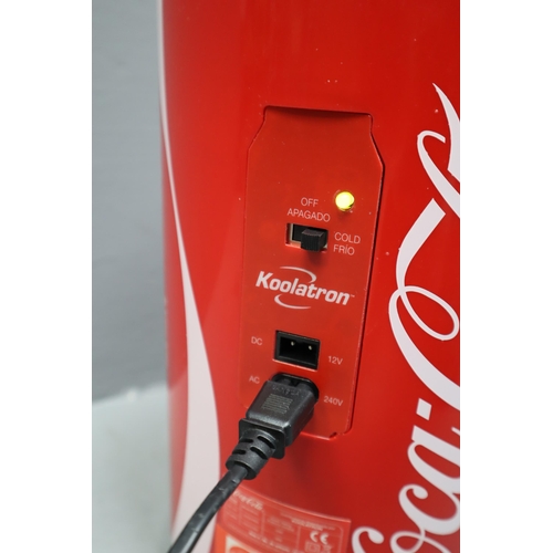 623 - Brand New Boxed Coke Can Cooler Fridge complete with Power Lead and 12v Function Powers on when test... 