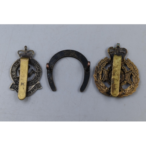 311 - Three Military Cap Badges To Include Rutland, IOM Home Guard, And Radnor