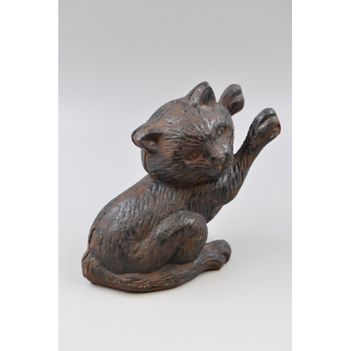 376 - Cast iron cat door stop (7