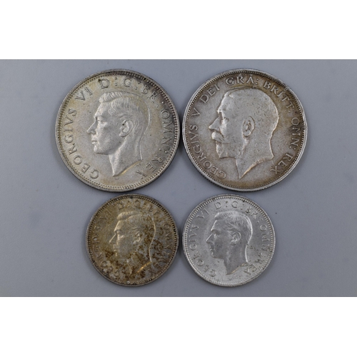 169 - Two Silver Half Crowns 1914 & 1942 and Two Silver Shilling 1941 & 1944