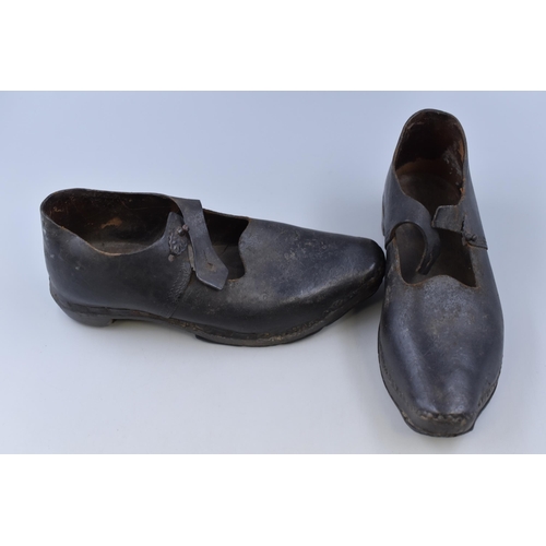 387 - Pair of Antique Wood and Leather Clogs