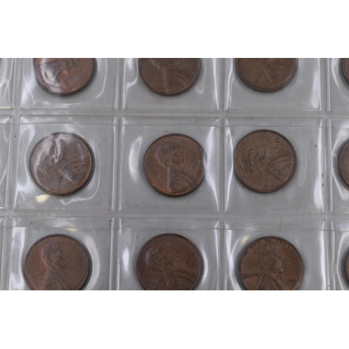 175 - A Sheet of 63 USA Lincoln Cents