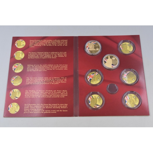 178 - A Set of Two Queen Elizabeth II Gold Plated Commemorative Coins (Incomplete), In Presentation Pack