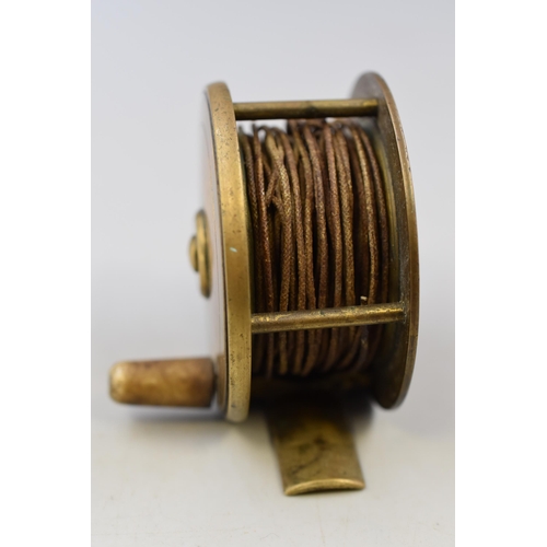 331 - A Small Antique Brass Fishing Reel, Approx 2.5