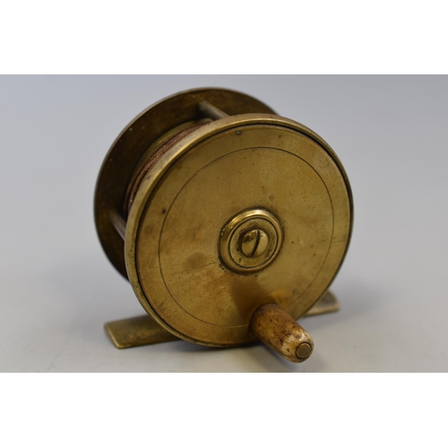 331 - A Small Antique Brass Fishing Reel, Approx 2.5