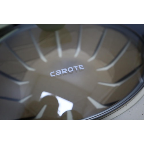 642 - Brand New Carote Cream Granite Twelve Piece Pan Set, to include Utensils