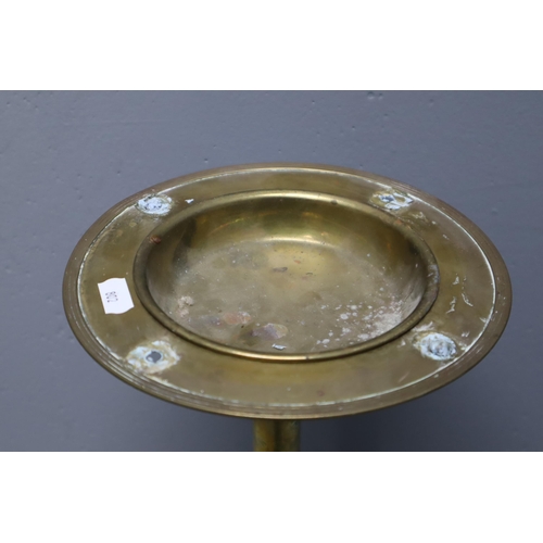 403 - A Brass Ashtray, Sitting on Brass Column. Approx 25.5