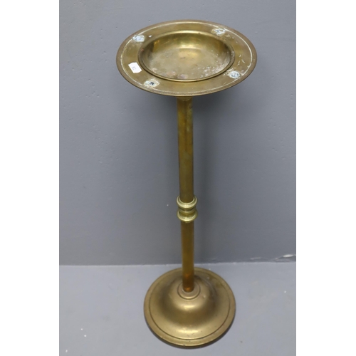 403 - A Brass Ashtray, Sitting on Brass Column. Approx 25.5