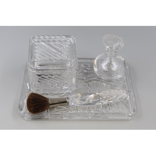 340 - Heavey Crystal Dressing Table Set including a Marquis Powder Brush