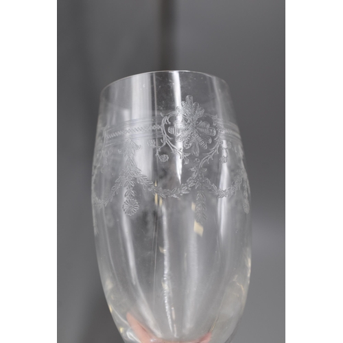 341 - Set of Six Etched Czech Wine Glasses