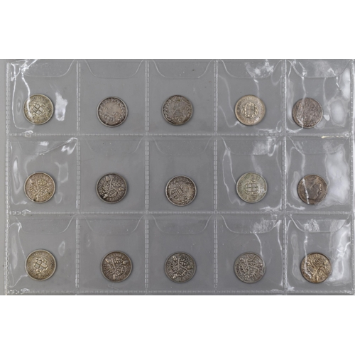 196 - Selection of Silver Three Pence Pieces