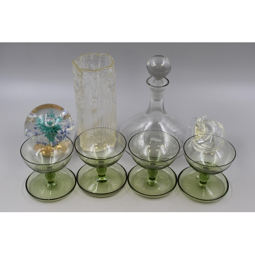 348 - Mixed Selection including Vase, Ships Decanter, Grapefruit Glasses, Elephant and Large Thistle Style... 