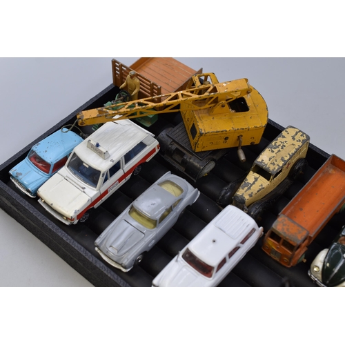 204 - A Selection of Twelve Vintage Corgi and Dinky Playworn Die Cast Vehicles