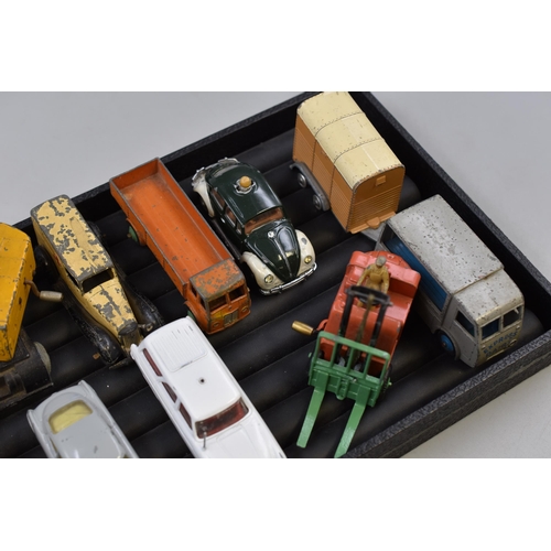 204 - A Selection of Twelve Vintage Corgi and Dinky Playworn Die Cast Vehicles