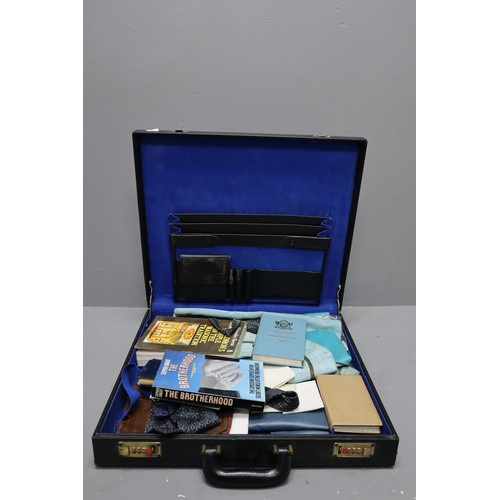 415 - A Selection of Masonic Regalia, With Masonic Books, Constitution, And More. In Briefcase