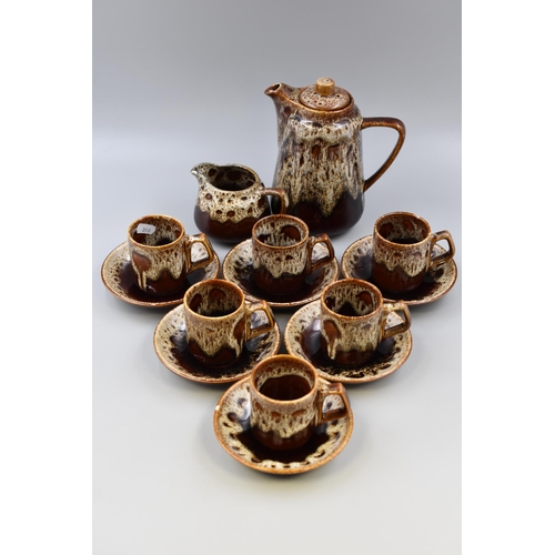 419 - Vintage Brown drip glaze design Coffee set complete with Milk Jug