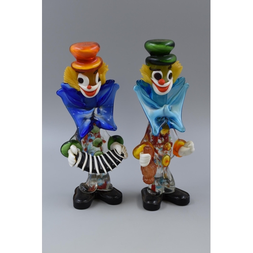 358 - Pair of Murano Glass Clowns . Approx 10 inches tall. AF