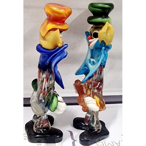 358 - Pair of Murano Glass Clowns . Approx 10 inches tall. AF