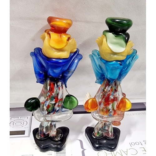 358 - Pair of Murano Glass Clowns . Approx 10 inches tall. AF