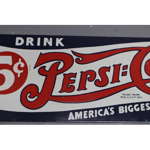 422 - Vintage Pepsi-Cola America's Biggest Nickel's Worth Porcelain Enameled Sign