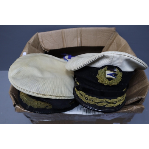 429 - Large selection of Naval items to include merchant navy captains jacket with brass buttons, 2 caps w... 