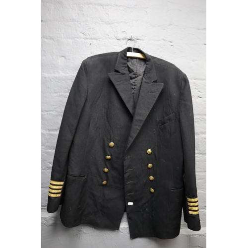 429 - Large selection of Naval items to include merchant navy captains jacket with brass buttons, 2 caps w... 