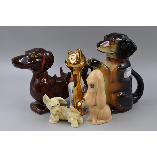 364 - Collection of Collectable Cat and Dogs Statues and Teapots to include Sylvac