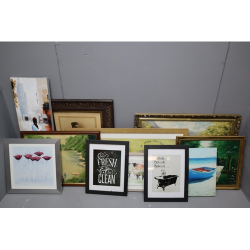 430 - A Selection of Eleven Pieces of Artwork To Include Original Oil On Board Depicting River Derwent, Fr... 