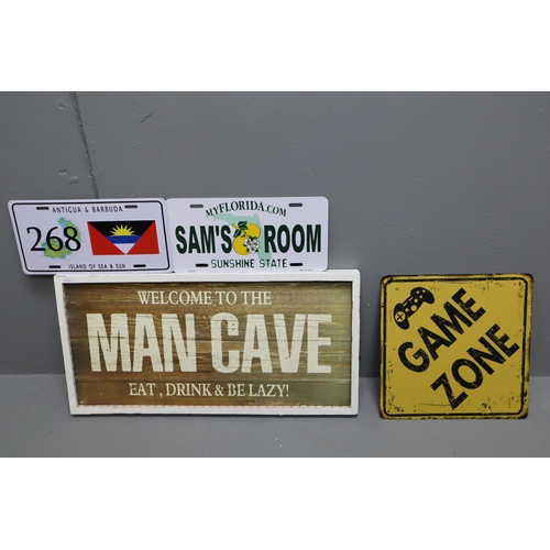 433 - Collection of Man Cave Plaques to include a Illuminated 