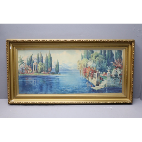 435 - Hermann Rüdisühli (1864 to 1945) Antique Gilt Framed and Glazed Print of Lake Scene (54