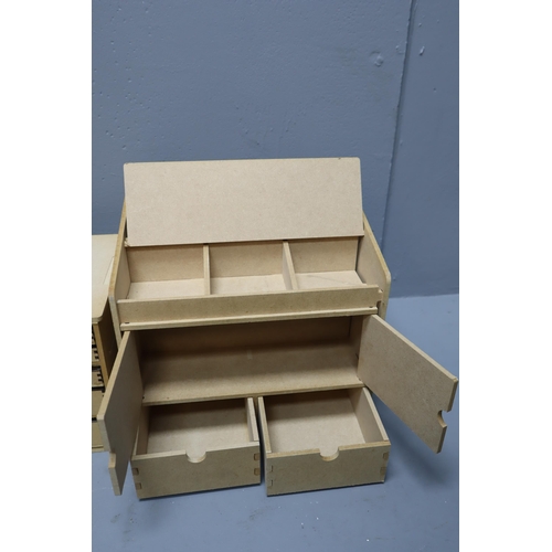 725 - Wooden arts and craft storage 3 piece including paper/card holder (12