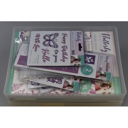 726 - Large collection of arts and craft items including clear acrylic stamps, Luxury foiled card pads, me... 