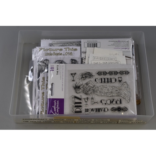 726 - Large collection of arts and craft items including clear acrylic stamps, Luxury foiled card pads, me... 