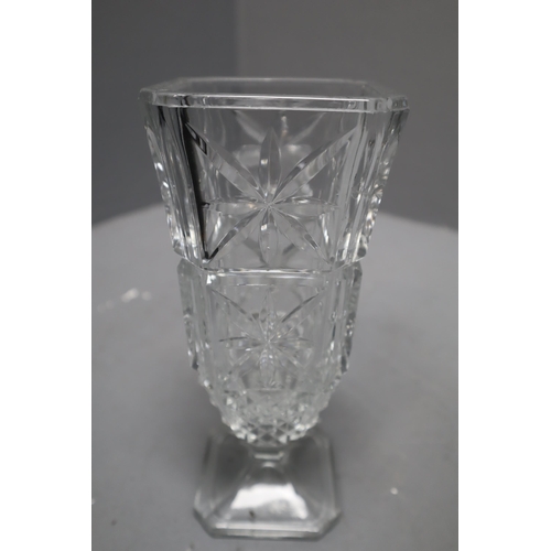 730 - A Selection of Glassware. Includes Galway Millenium Piece Vase, Celery Vase, Red Glass Goblet, And M... 