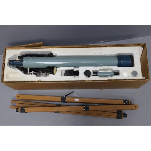 660 - Prinz Astral 400 optical Telescope with original box Wood Tripod and 2 eyepieces