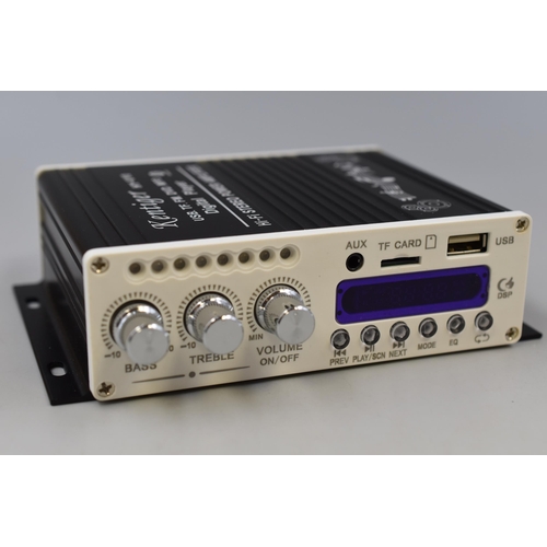 473 - New USB TF FM Three-In-One Stereo Power Amplifier Complete with remote control and box