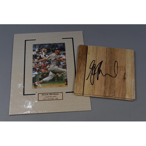 558 - Two Sporting Autographs. Includes Stan Musial Autographed Picture (With Certificate of Authenticity)... 