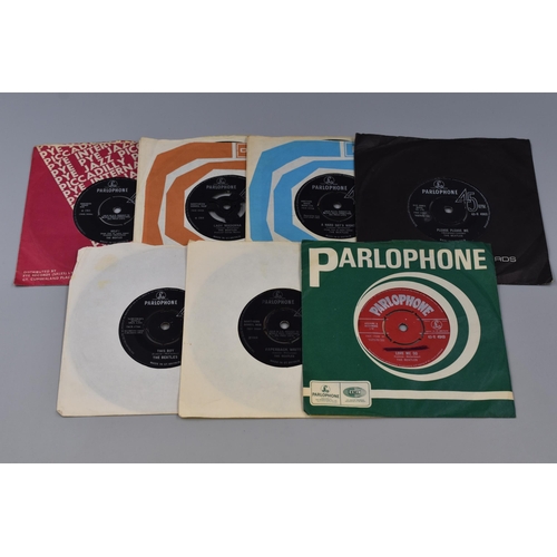 560 - The Beatles: Collection of Seven 45's Vinyl Singles to Include, 'Love Me Do ( Parlophone 45-R 4949, ... 