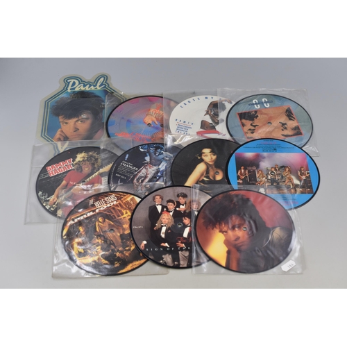 563 - Selection of 12 1980s Vinyl Pictures Disks including China Crisis, Diana Ross, Paul Young and More