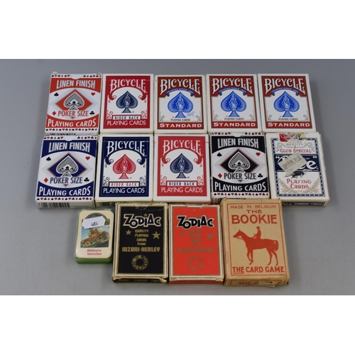 510 - A Selection of 'Bicycle' Playing Cards, And Other Card Games (Mini Trumps, One and Sixpence, And Oth... 