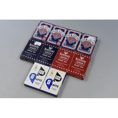 517 - Collection of ten packs of playing cards x5 Stratus blue x2 Kentucky blue x2 Kentucky red & x2 1... 