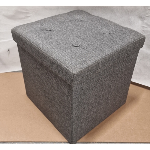 920 - Grey Fabric Covered Storage Stool Full of Crafting Stuff. Lot of moneys worth.