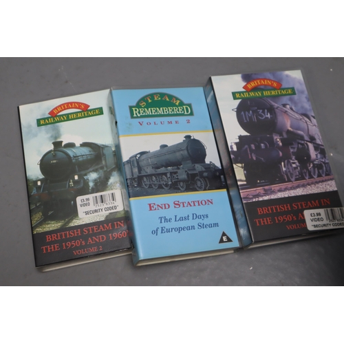 591 - large collection of steam train dvd's, videos and books