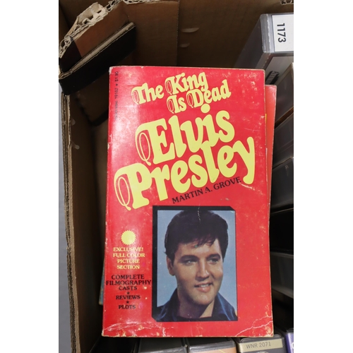 603 - Large Selection of Elvis Memorabilia including Videos, Books, CD, Records and New Waste Paper Basket