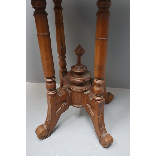 690 - Victorian aesthetic movement dark wood lamp table measures 25